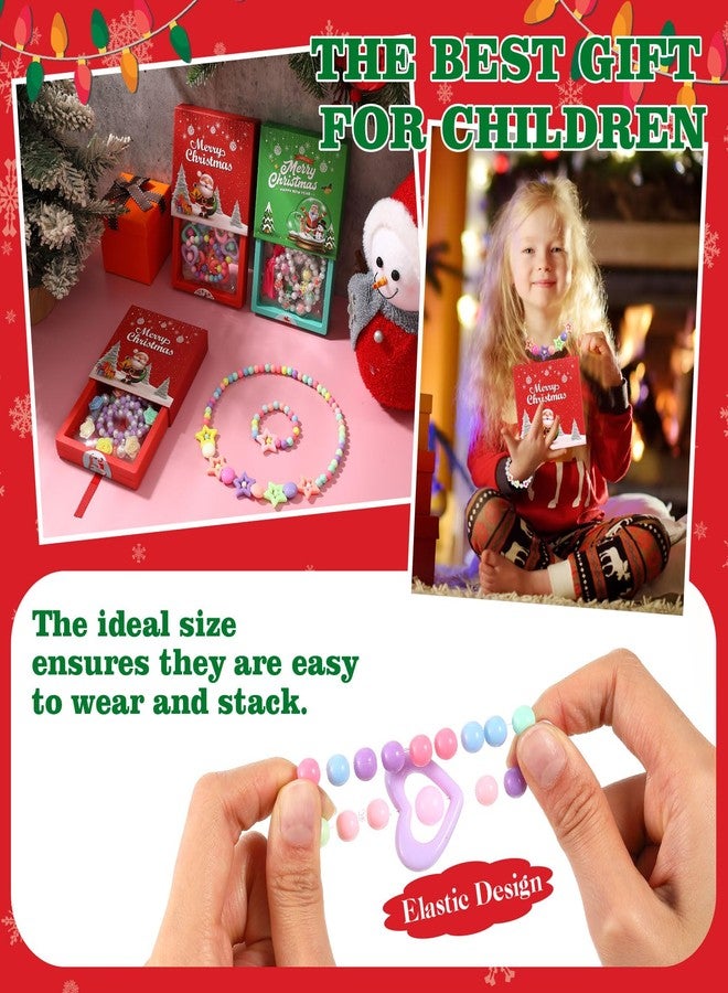 Tondiamo 4 Set Christmas Jewelry for Little Girls Princess Dress up Kids Jewelry Gift Beaded Necklaces and Bracelets with Gift Box for Christmas Birthday Party Favors (Classic) - Image 4